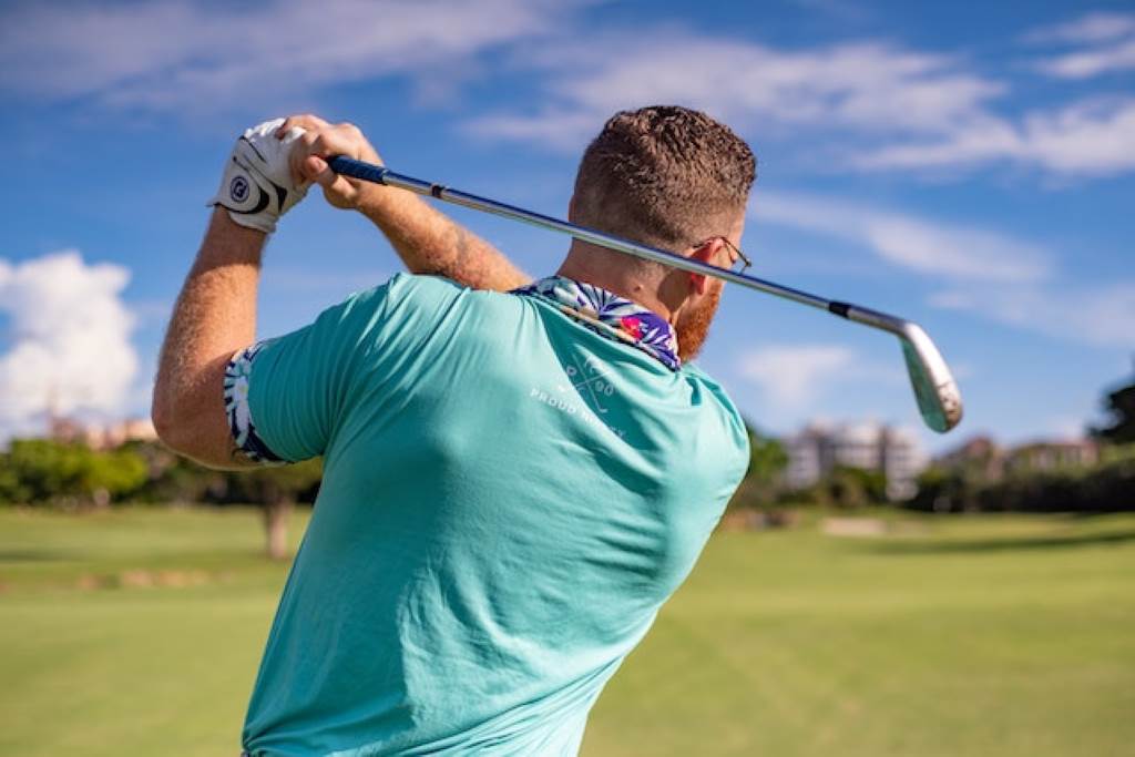 Bionic Golf Glove on hand: A close-up of a Bionic Golf Glove, designed to reduce strain for arthritic golfers.