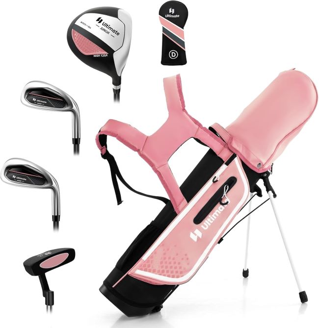 GYMAX Junior Golf Set for Kids with 4-6 Clubs and Stand Bag