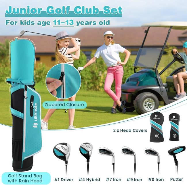 Tangkula junior golf club set for kids ages 11–13 with stand bag