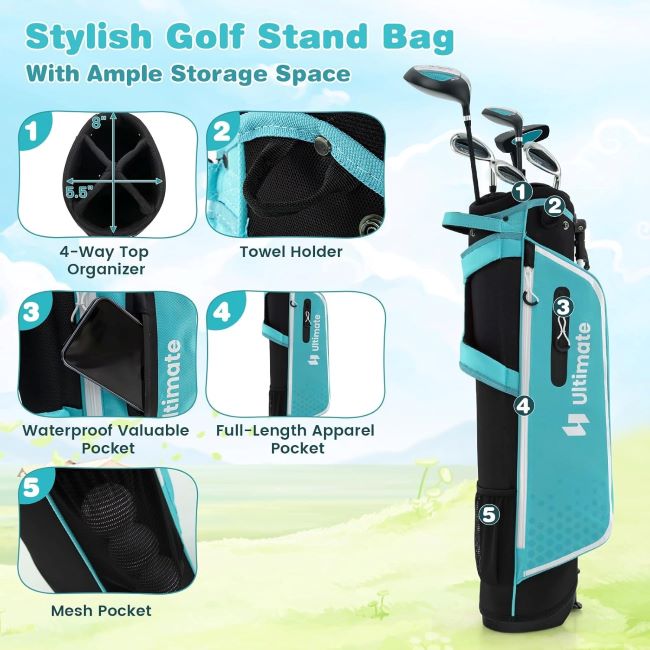 Tangkula children’s right-hand golf clubs set including driver irons and putter