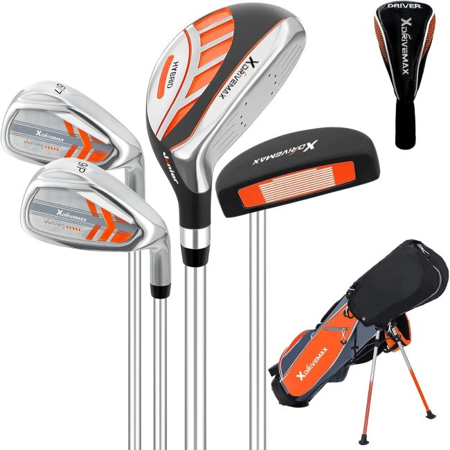 XDriveMax kids golf club set for ages 4–12 with stand bag