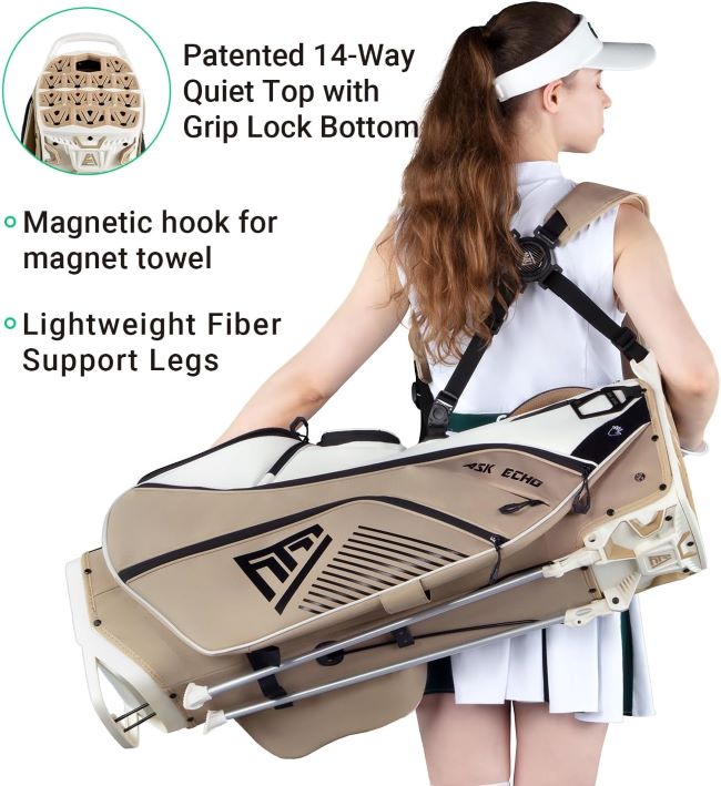 ASK ECHO ST-Lock Mecha hybrid stand golf bag with 14-way dividers for men and women