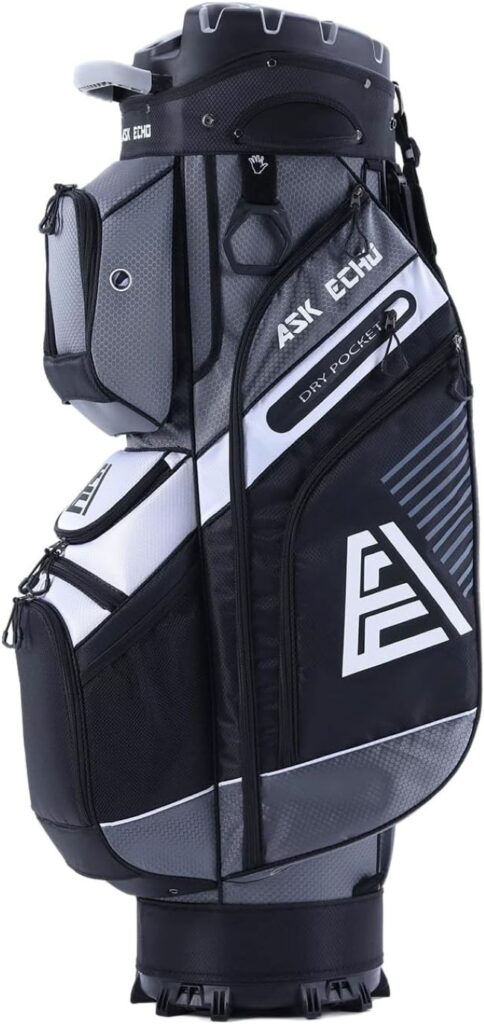 ASK ECHO T-Lock golf cart bag grey with 14-way organizer divider top