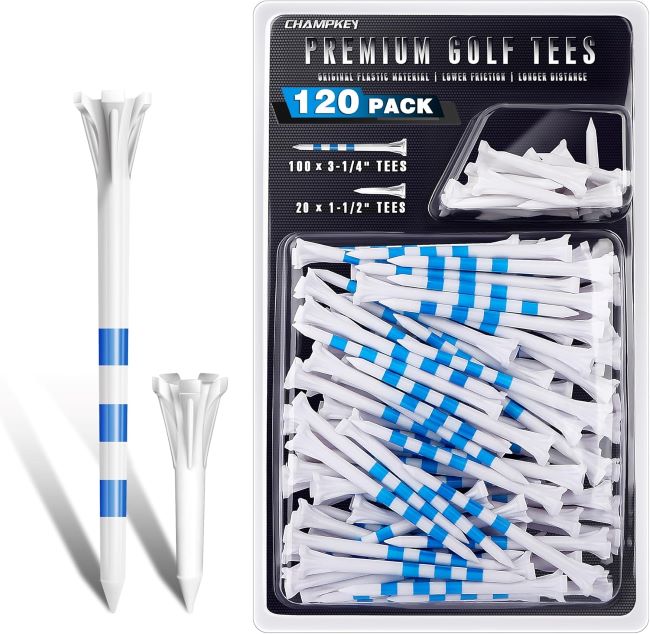 CHAMPKEY 5-prong performance plastic golf tees optimized ball contact for longer distance