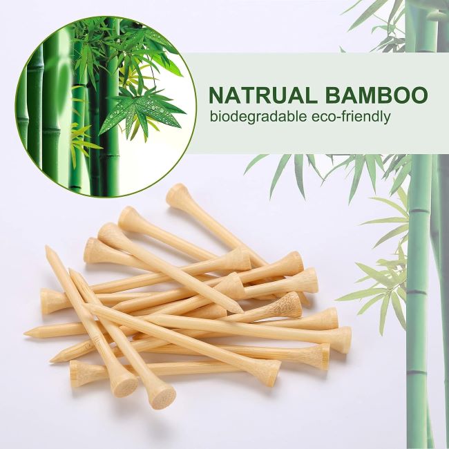 GFGL biodegradable bamboo golf tees stable low spin eco friendly 3-1/4 inch pack