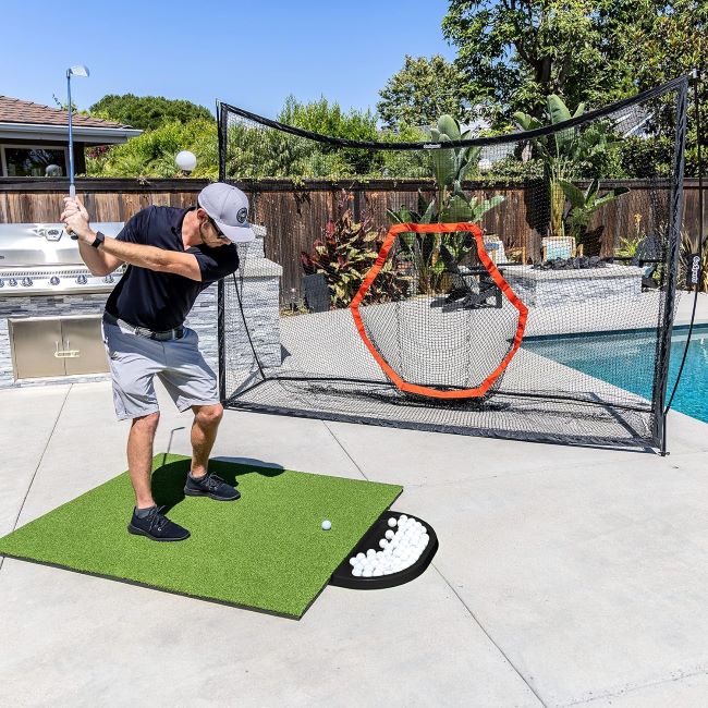 GoSports All-Weather Golf Ball Trays – Holds 70 balls, compatible with all hitting mats, black or green.