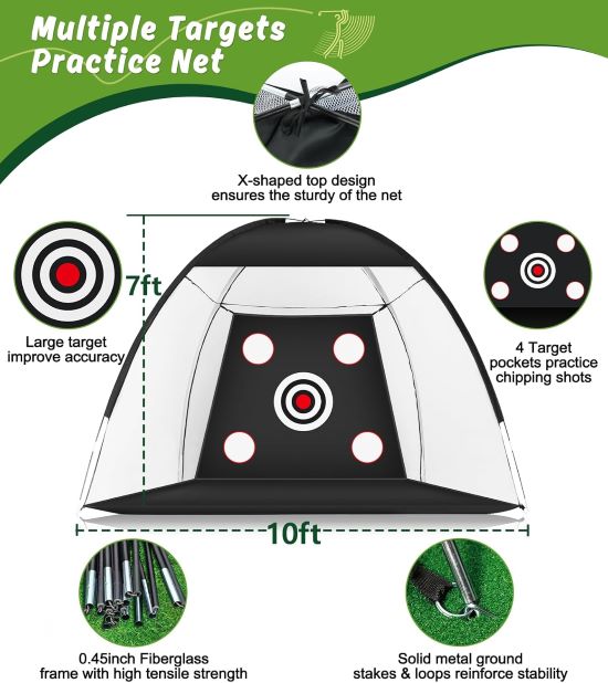 MUVPOH Golf Net with Dual Turf Mat All in One