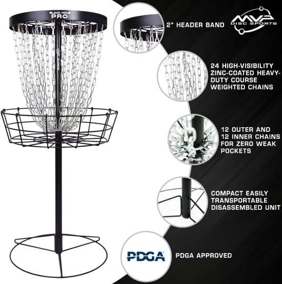 MVP Black Hole Pro 24 Chain Portable Disc Golf Basket