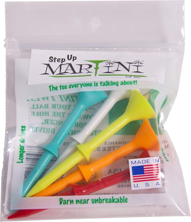 Martini Step-Up plastic golf tees 3.25 inch assorted colors durable driver tees
