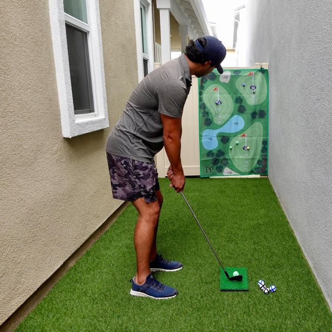 Parkway Home Sticky Golf Chipping Game Set 6x6 ft – Includes adjustable clubs, 25 sticky balls, turf mat, and scoreboard for backyard or indoor practice.