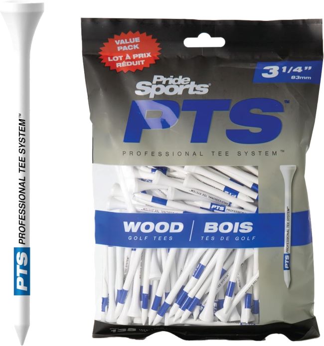 PrideSports PTS wooden golf tees 3-1/4 inch bulk pack for drivers and woods