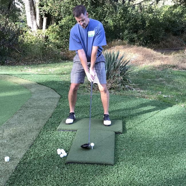 Real Feel Golf Mats 20"x36" Twin Combo Stance Mats – Commercial practice mat, supports real tees, indoor/outdoor swing practice.