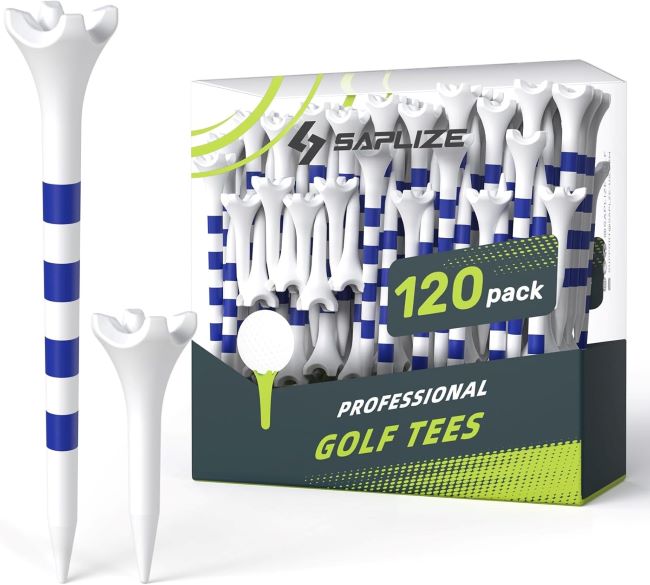 SAPLIZE 4-prong plastic golf tees reducing friction side spin multi size pack