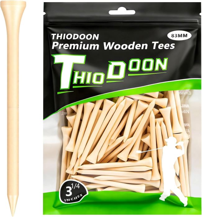 THIODOON natural wood golf tees bulk multi size tall tees reducing spin