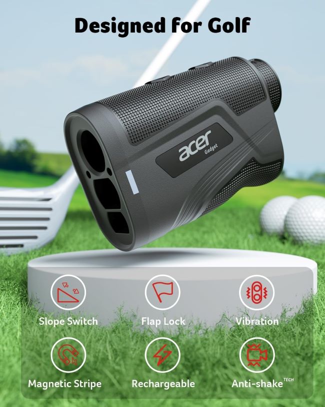 Acer Gadget golf rangefinder with slope 800 to 1200 yards rechargeable with magnet stripe