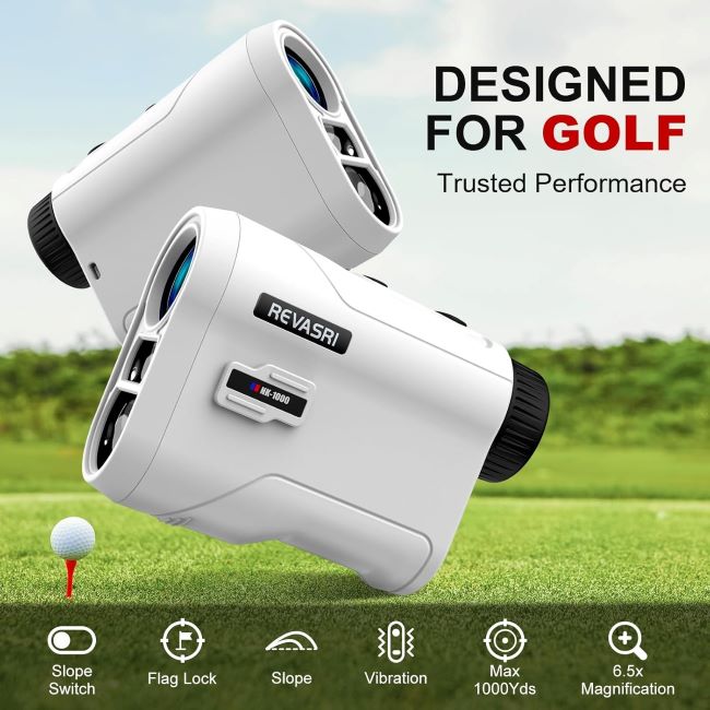 REVASRI Golf Rangefinder with slope, pin-lock vibration, and rechargeable battery, 600–1000 yards, tournament legal