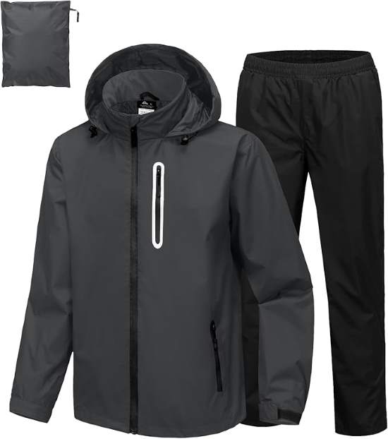 SWISSWELL Waterproof Packable Lightweight Raincoat for Men Hooded Windbreaker Rain Jacket