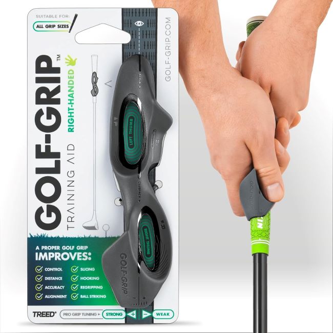 TREED GOLF-GRIP snap-on golf grip trainer for left and right-handed golfers to fix slice and improve swing technique
