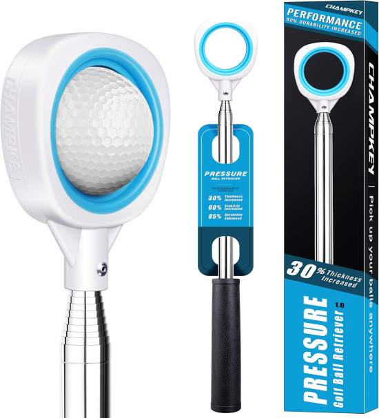 CHAMPKEY Golf Ball Retriever Pressure Fit Grabber Tool for Putter Grip End Performance Version