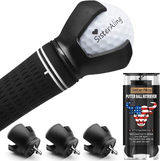 SisterAling Golf Ball Retriever 3 Prong Grabber Suction Cup for Putter Grip End