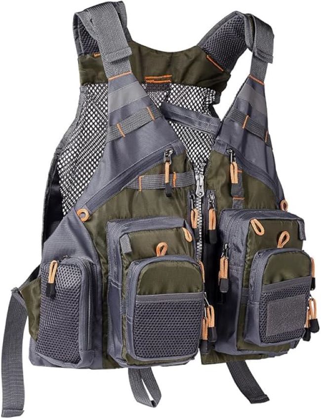BASSDASH adjustable fishing vest designed for outdoor activities and multi-pocket utility storage