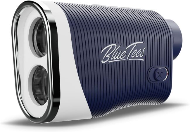 Blue Tees Golf Series 3 Max+ rangefinder with slope switch, magnetic strip, and pulse vibration for flag locking accuracy