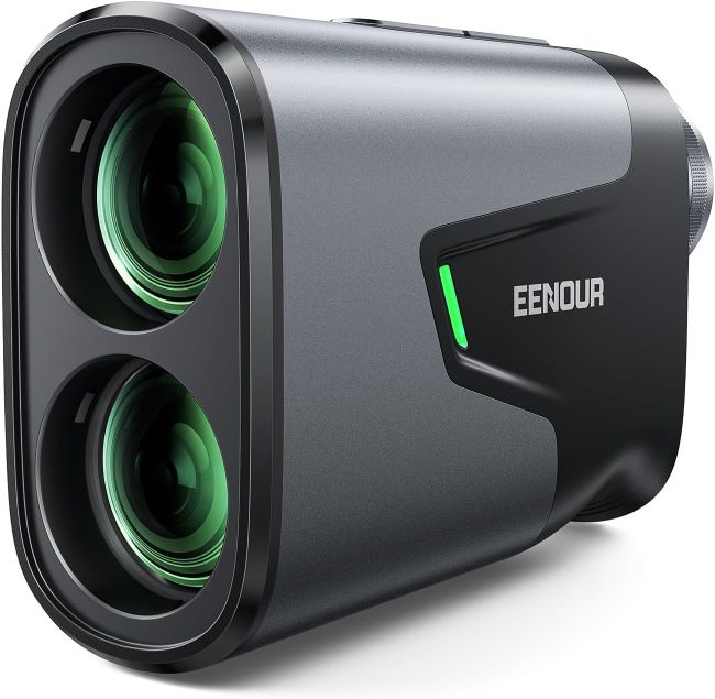 EENOUR laser golf rangefinder with slope mode, 7X magnification, and pin-lock vibration for precise yardage readings