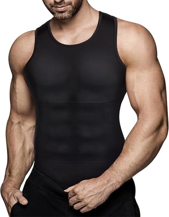 Eleady men’s compression vest providing slimming fit and core support for workout and training