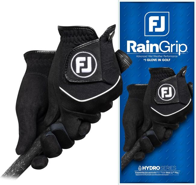 FootJoy RainGrip golf gloves designed to provide secure grip and comfort during rainy golf conditions