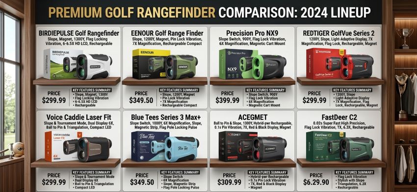 Golf rangefinder displaying yardage on a Florida (FL) course helping golfers select the right club quickly