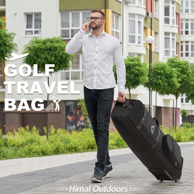 Himal Outdoors wheeled golf travel cover made with heavy-duty material for safe club transportation
