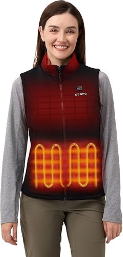 ORORO women’s heated fleece vest with collar heating and battery pack for cold weather comfort