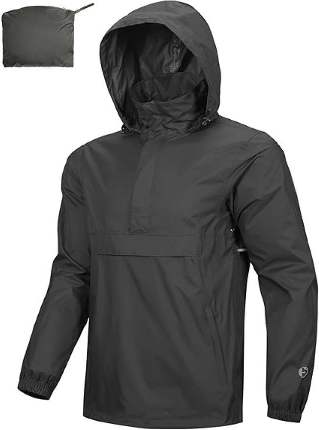 Outdoor Ventures lightweight waterproof rain pullover jacket with packable design for golf, hiking, and running
