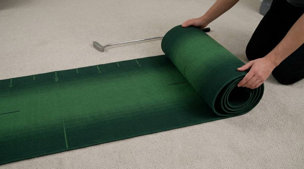 Home golf putting practice set setup in the USA