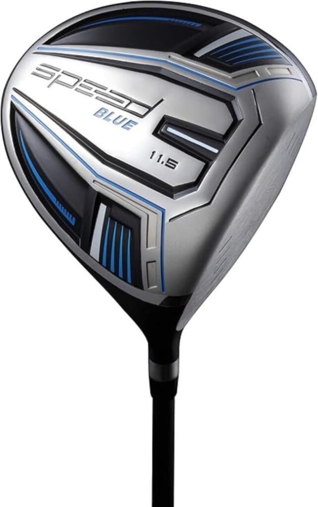 Speed System titanium golf driver with lightweight graphite shaft, oversized sweet spot, and aerodynamic design for longer drives