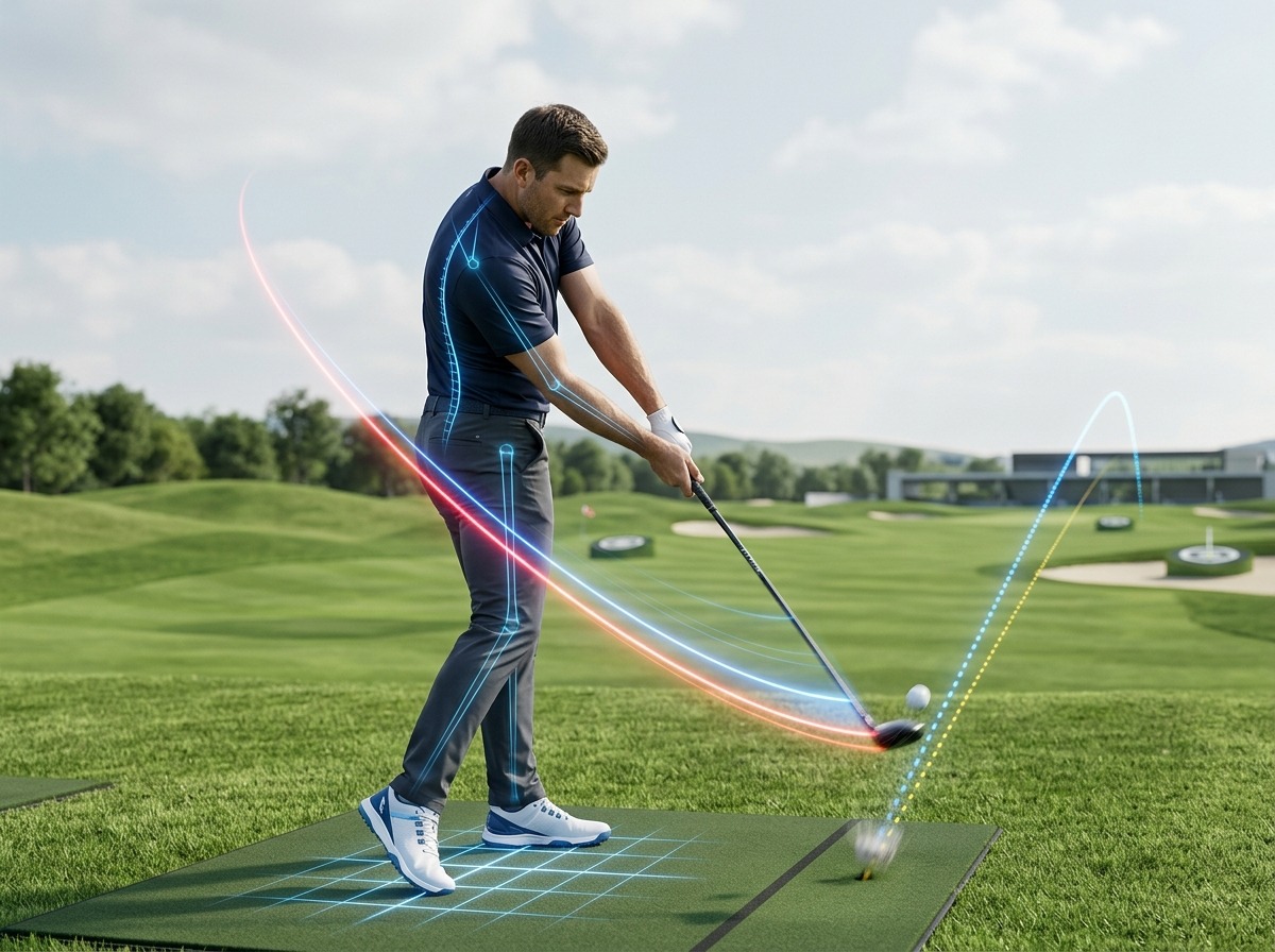 Golfer practicing swing techniques to fix a golf slice