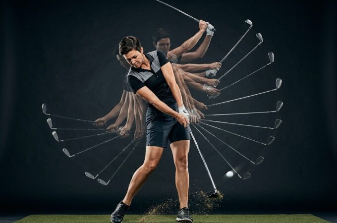 Golfer increasing swing speed for longer drives