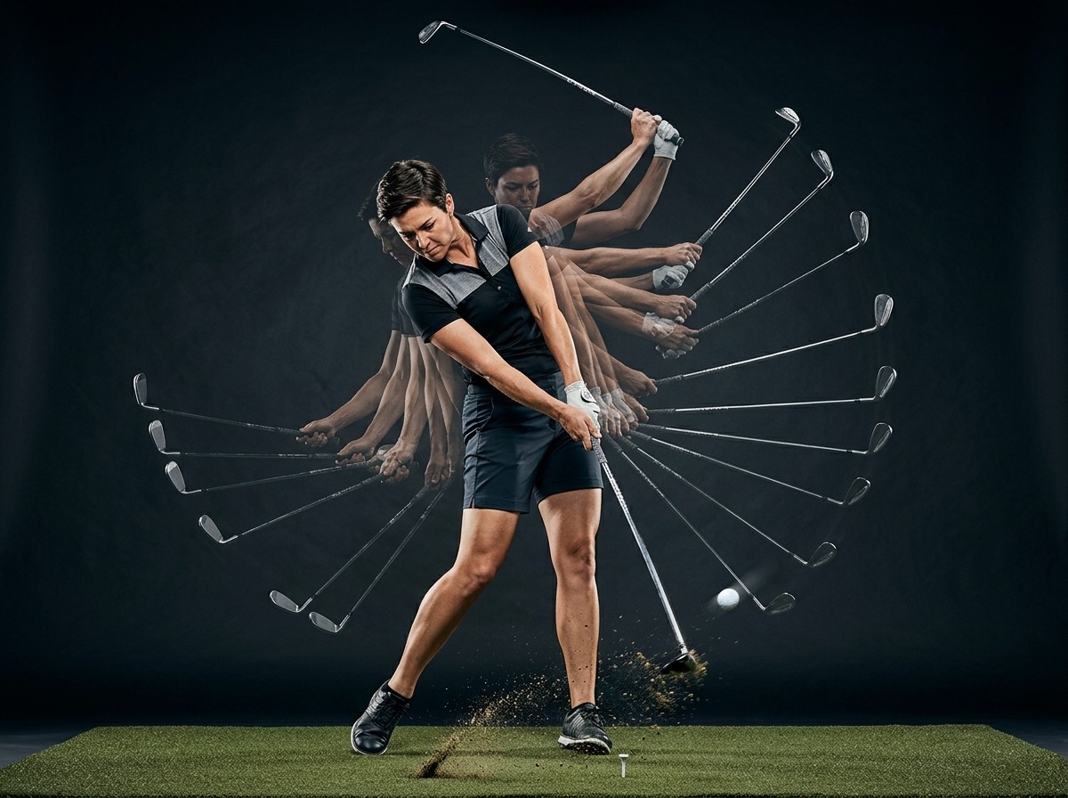 Golfer increasing swing speed for longer drives
