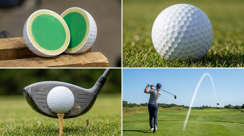 TaylorMade Distance+ golf ball core and construction concept